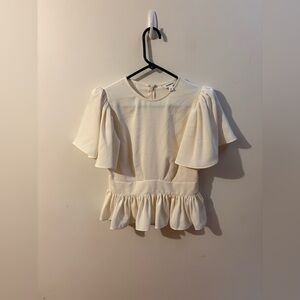 Express Ivory Ruffle Blouse Size XXS